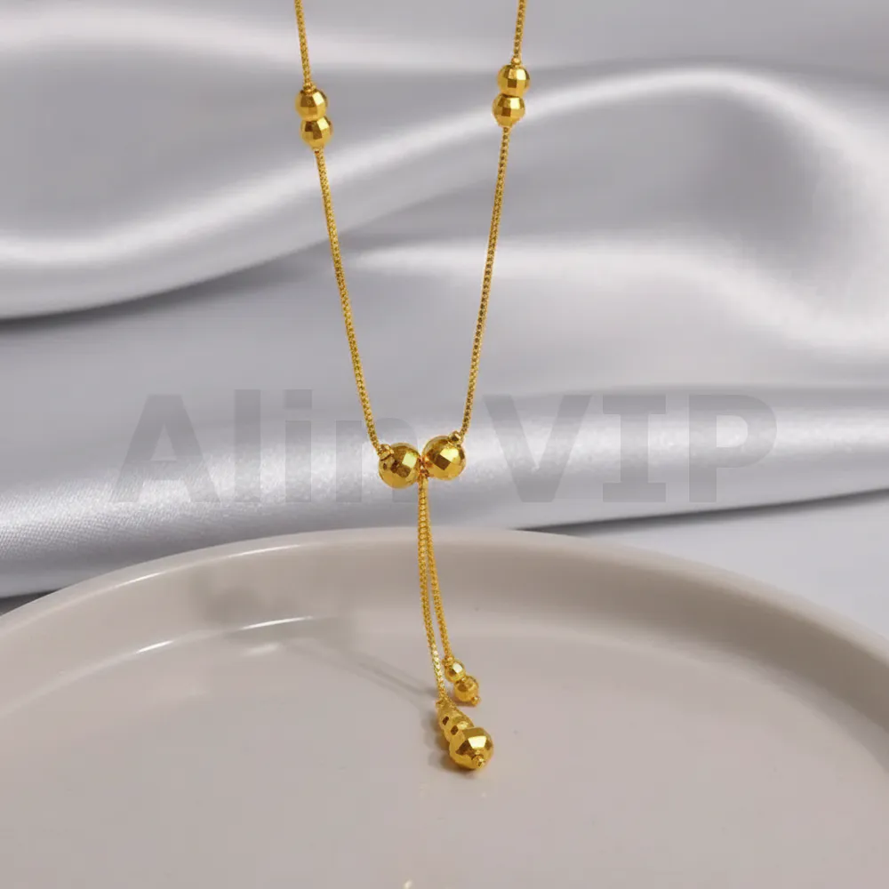 kalung gold liontin juntai bola segi kristal klw101 alin vip