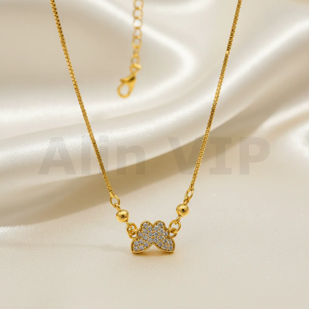 kalung gold liontin kupu kupu full permata shining kinclong klw108 alin vip