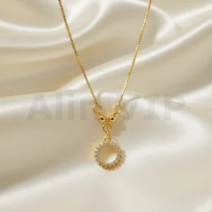 kalung gold liontin lingkaran mata mata full permata mewah klw107 alin vip