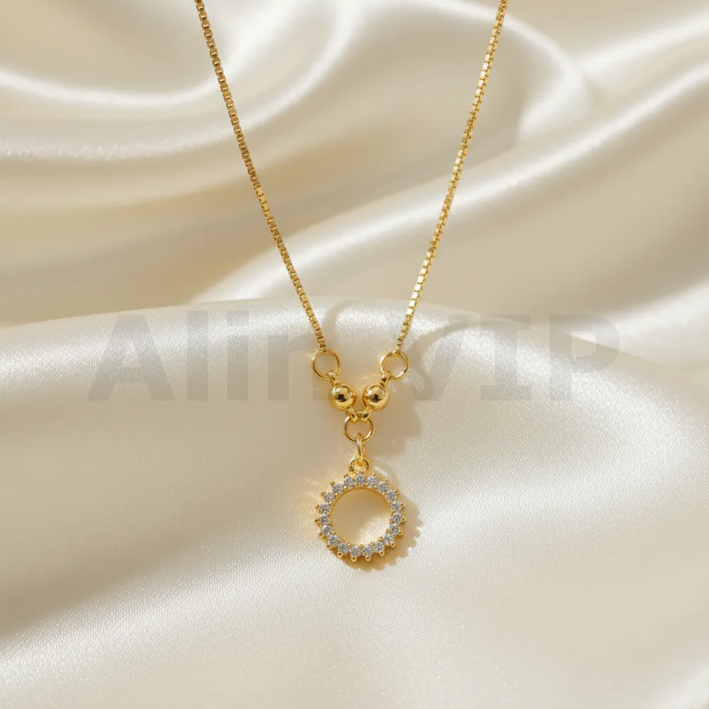 kalung gold liontin lingkaran mata mata full permata mewah klw107 alin vip