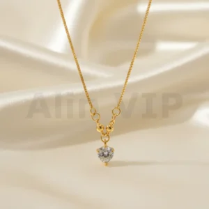 kalung gold liontin permata putih bentuk hati simple elegan klw109 alin vip