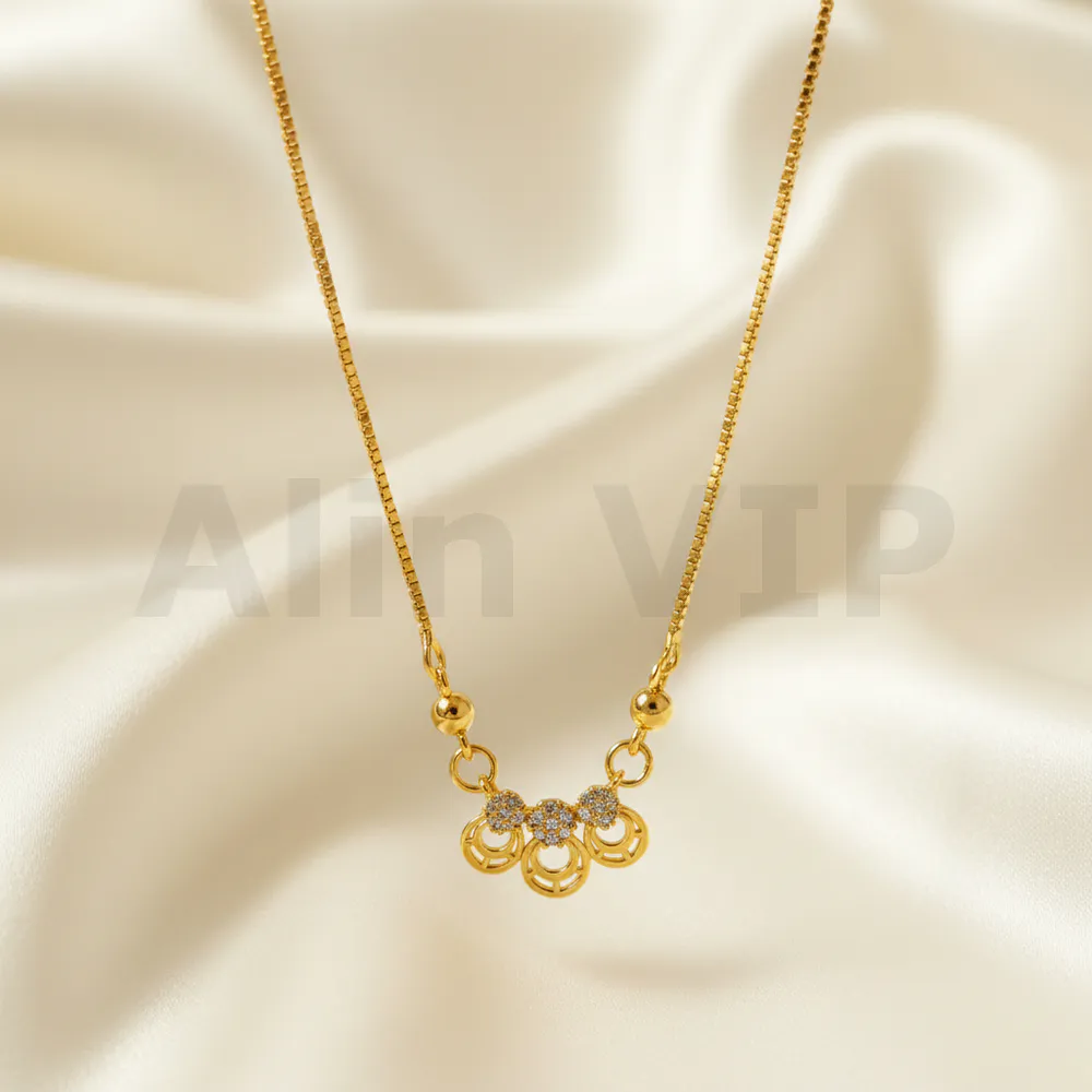 kalung gold liontin tiga ring permata mewah elegan klw104 alin vip