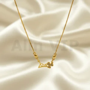 kalung gold liontin tulisan love aksen bunga permata manis klw106 alin vip