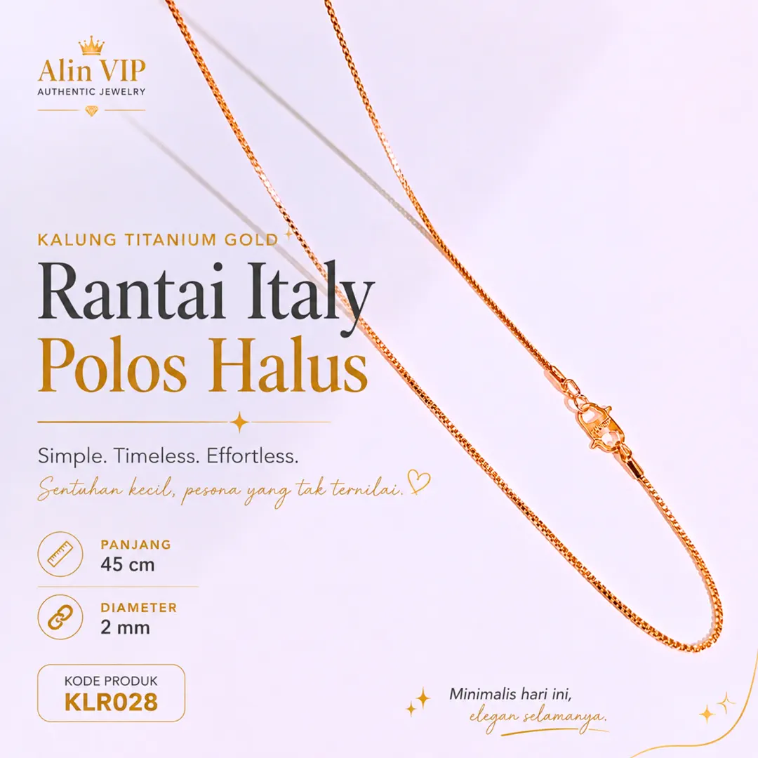 kalung titanium gold rantai italy polos halus alin vip klr028