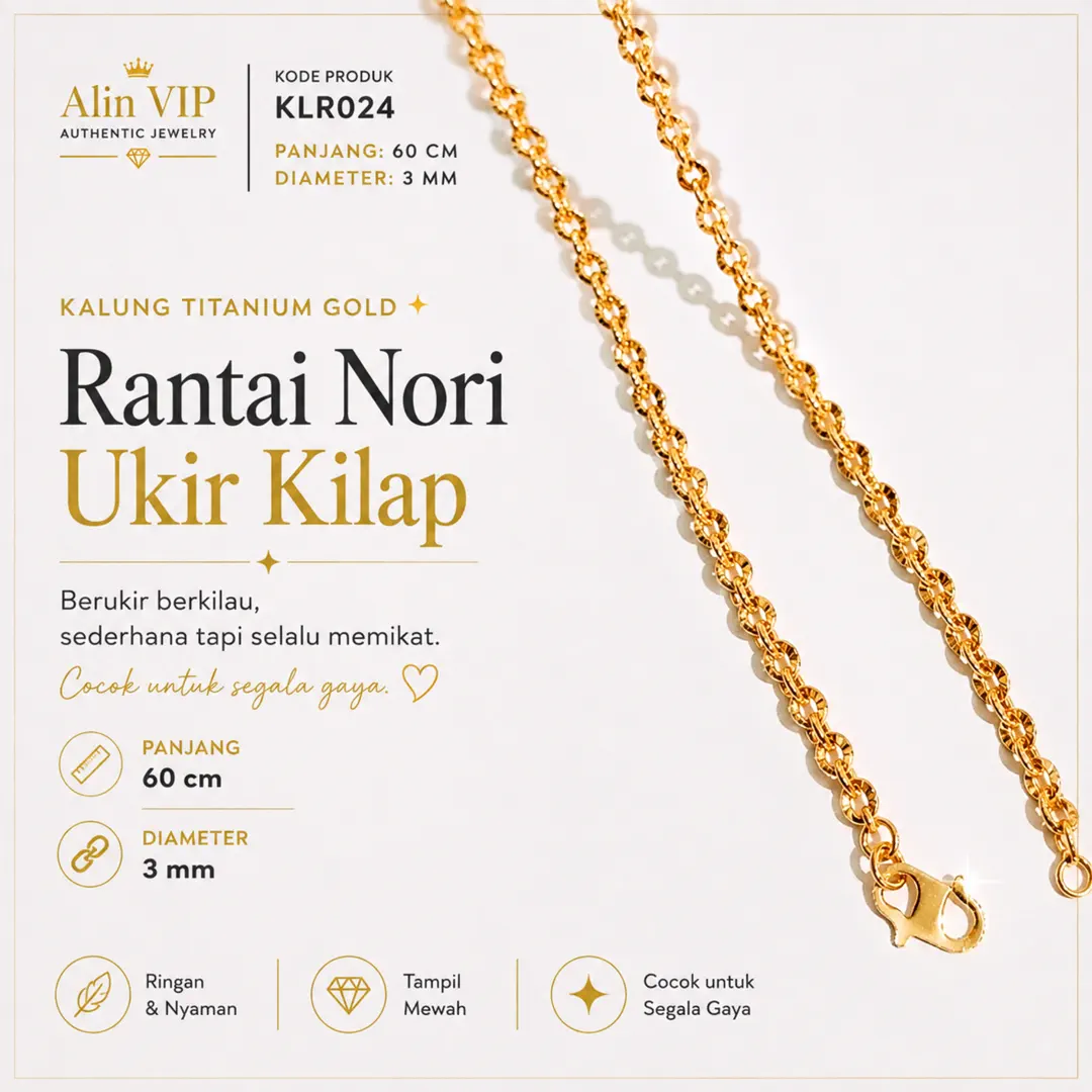 kalung titanium gold rantai nori ukir kilap alin vip klr024