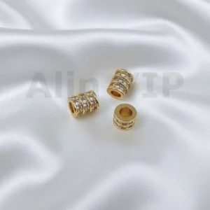 Liontin tabung silinder dengan lubang kolong penuh permata zircon LTW005