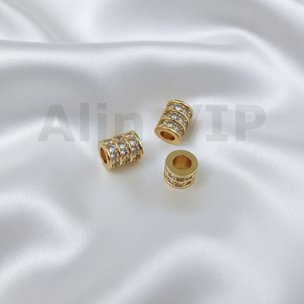 Liontin tabung silinder dengan lubang kolong penuh permata zircon LTW005