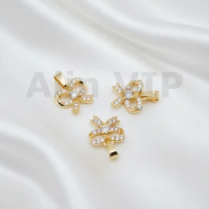 Liontin bentuk pita dengan permata zircon manis dan feminin LTW008