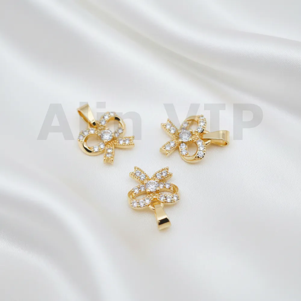 Liontin bentuk pita dengan permata zircon manis dan feminin LTW008