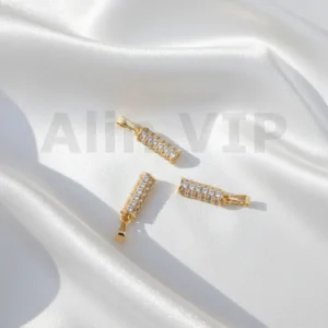 Liontin tabung silinder motif ruas bambu penuh permata zircon LTW003
