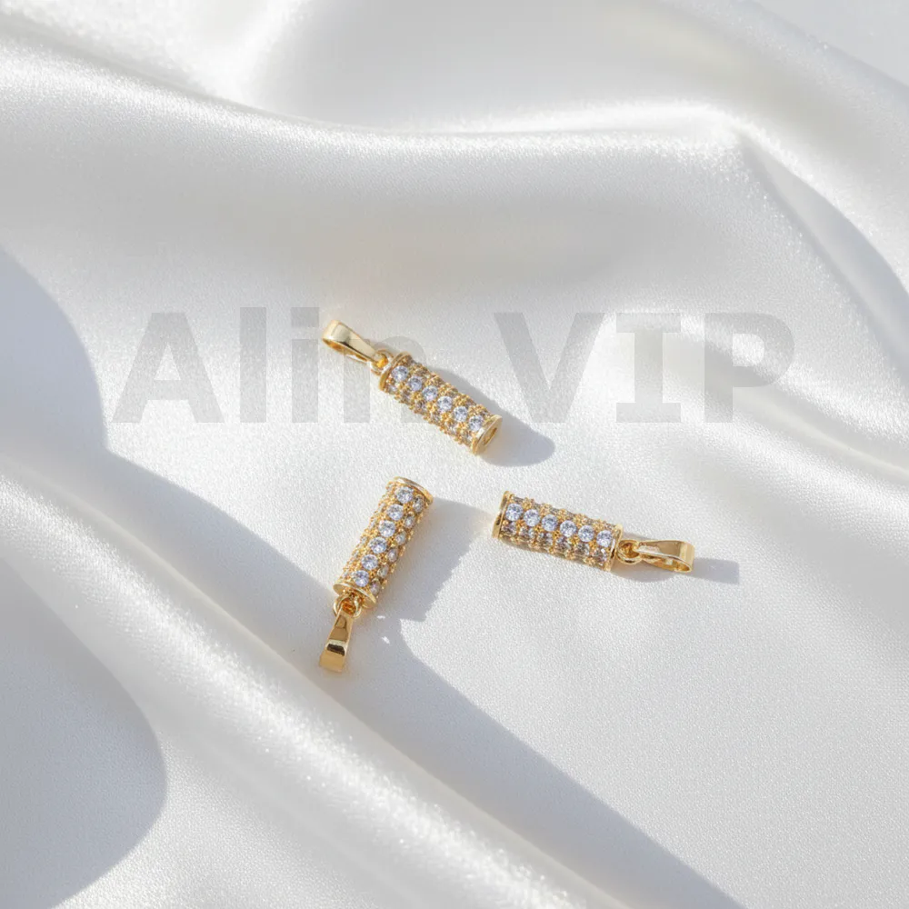liontin gold model tabung silinder bambu permata full zircon alin vip ltw003