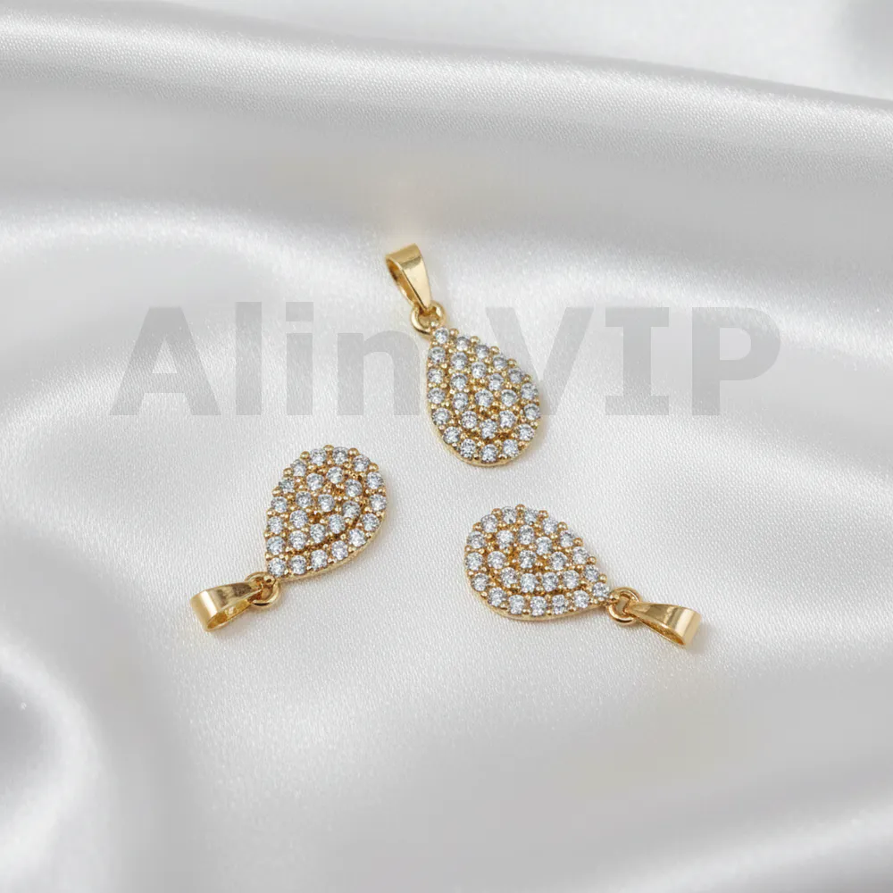 Liontin bentuk tetes air penuh permata zircon mengilap dari Alin VIP LTW002