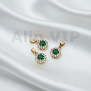 Liontin bulat permata hijau zircon segar dengan aksen kilau elegan LTW026