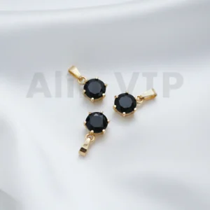 Liontin bulat soliter batu hitam misterius kuat penuh karakter LTW023