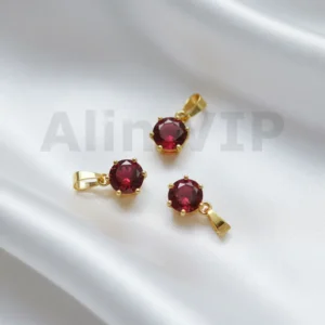 Liontin bulat soliter batu merah sederhana berani memikat LTW022