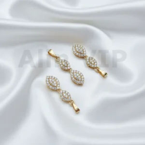 Liontin dua daun susun full permata zircon terinspirasi alam segar LTW027