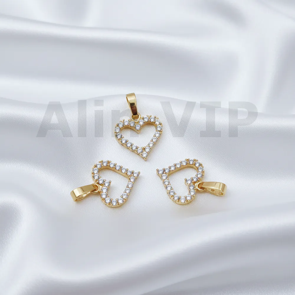 Liontin hati full permata zircon kilau maksimal romantis mewah LTW031