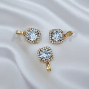 Liontin kotak permata putih zircon minimalis jernih elegan LTW014