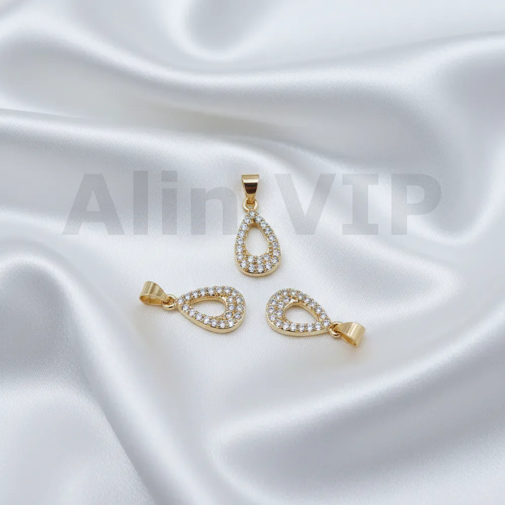 Liontin tetes air bolong full permata zircon modern unik edgy LTW029