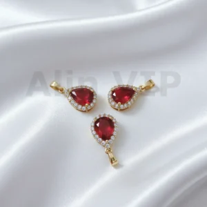 Liontin tetes air permata merah zircon berani penuh gairah LTW016