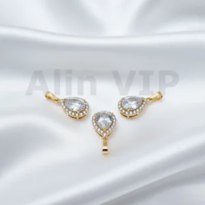 Liontin tetes air permata putih zircon jernih suci elegan LTW017