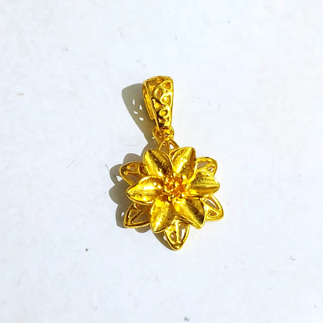 liontin titanium wanita gold bunga melati dahlia kerawang anti karat luntur alin vip ltw072
