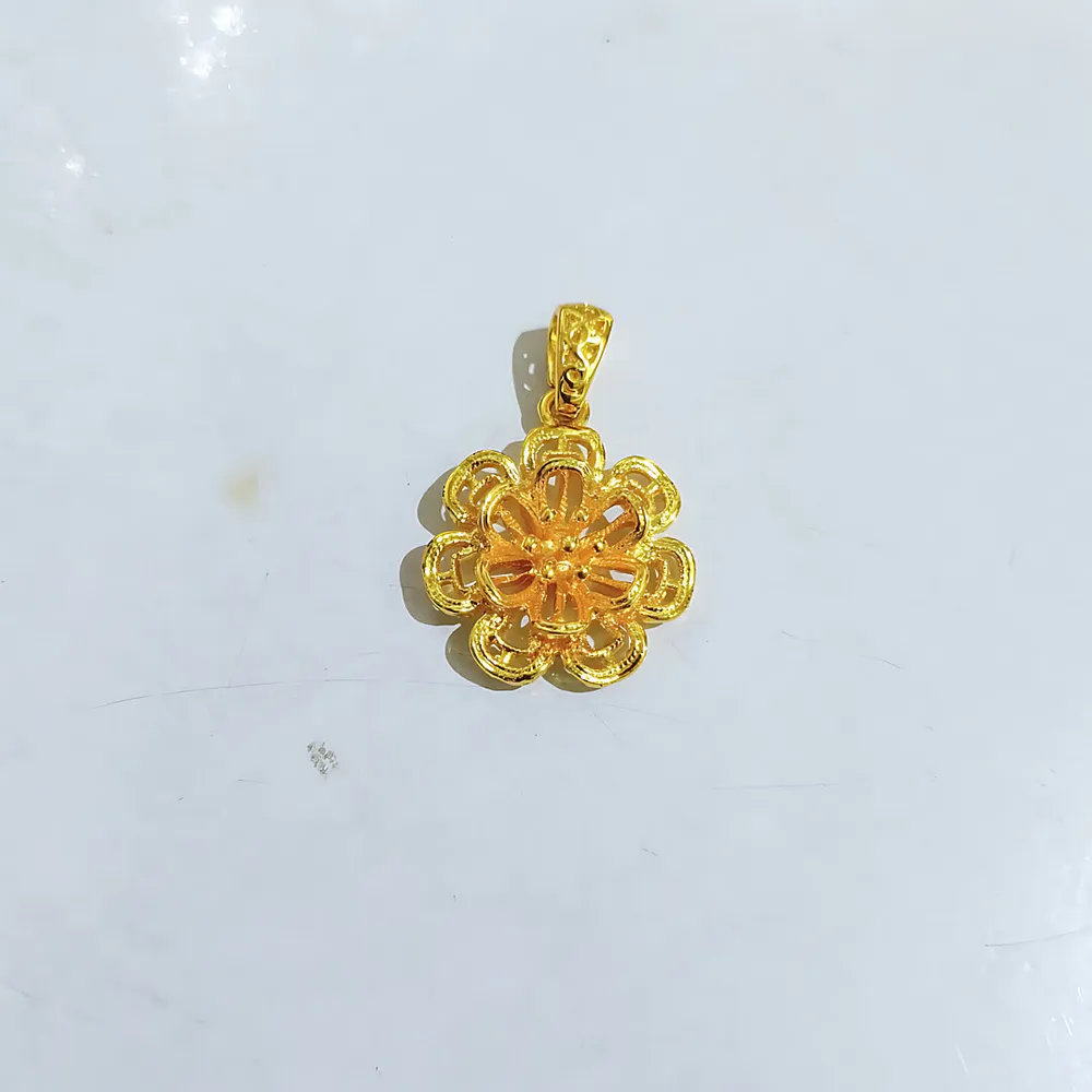 liontin titanium wanita gold bunga ukir kerawang anti karat alin vip ltw065