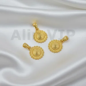Liontin bulat etnik ukir motif tradisional kaya budaya emas LTW066