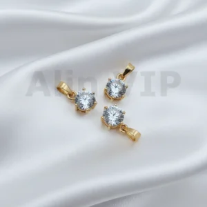 Liontin bulat solitaire permata zircon klasik abadi simpel elegan fleksibel LTW057