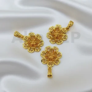 Liontin bunga filigree kerawang emas teknik openwork ringan anggun LTW065