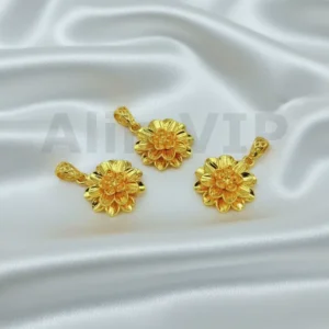 Liontin bunga mawar susun layer ukir emas bertingkat romantis LTW067