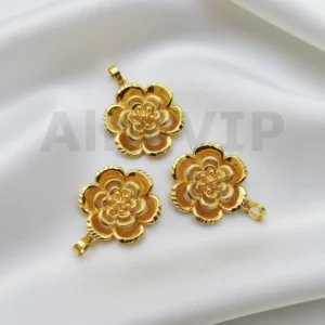 Liontin bunga mawar ukir emas romantis detail kelopak rapi LTW062