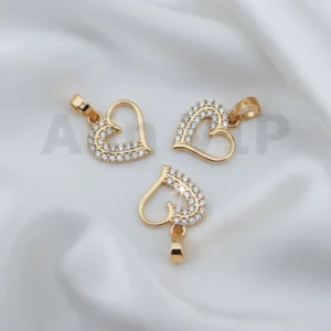 Liontin hati hollow permata zircon emas berlubang tengah modern unik LTW069