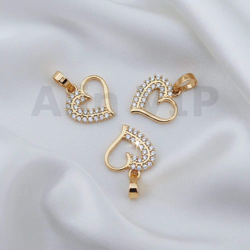 Liontin hati hollow permata zircon emas berlubang tengah modern unik LTW069