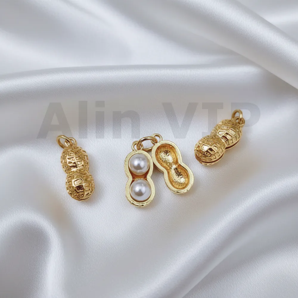 Liontin kacang mutiara unik desain simpel tanpa permata elegan natural LTW052