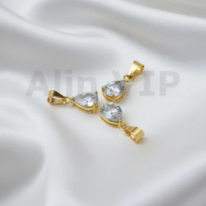 Liontin teardrop putih solitaire permata zircon simpel jernih suci elegan LTW056