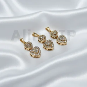 Liontin hati susun bertingkat permata zircon romantis penuh makna LTW038
