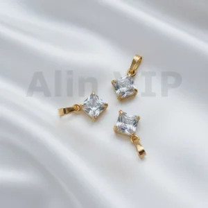 Liontin kotak permata zircon teknik pave kilau merata tanpa celah LTW034