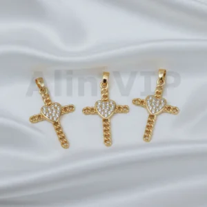 Liontin salib hati rantai permata zircon religius romantis penuh makna mendalam LTW047