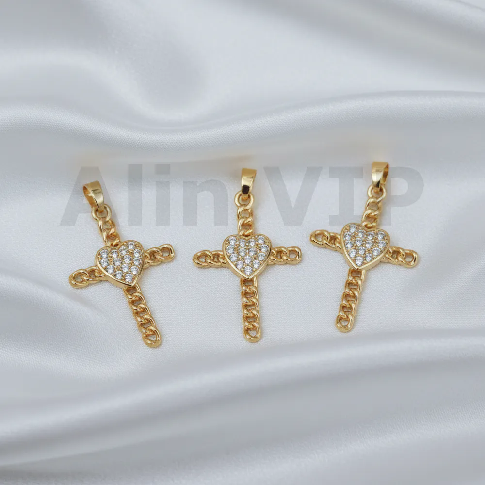 Liontin salib hati rantai permata zircon religius romantis penuh makna mendalam LTW047