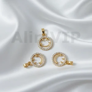 Liontin smiley wajah tersenyum permata zircon ceria bahagia positif membawa energi baik LTW045