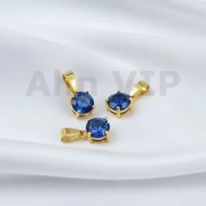 Liontin solitaire batu biru permata zircon tenang bijaksana elegan simpel LTW048