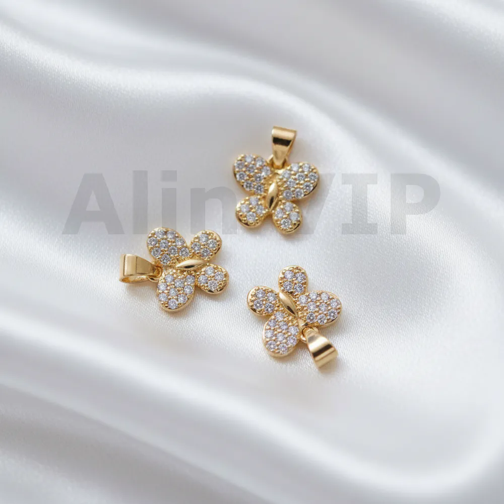 Liontin bentuk kupu kupu permata zircon feminin ceria anggun LTW033