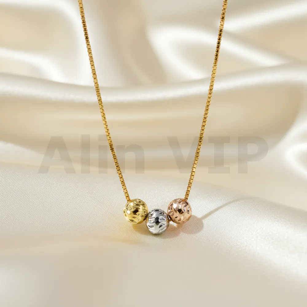 kalung gold biji lada tiga warna tricolor mewah klw017 alin vip