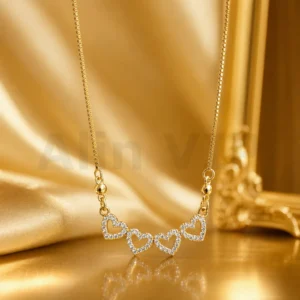kalung gold liontin 4 hati permata mewah klw026 alin vip