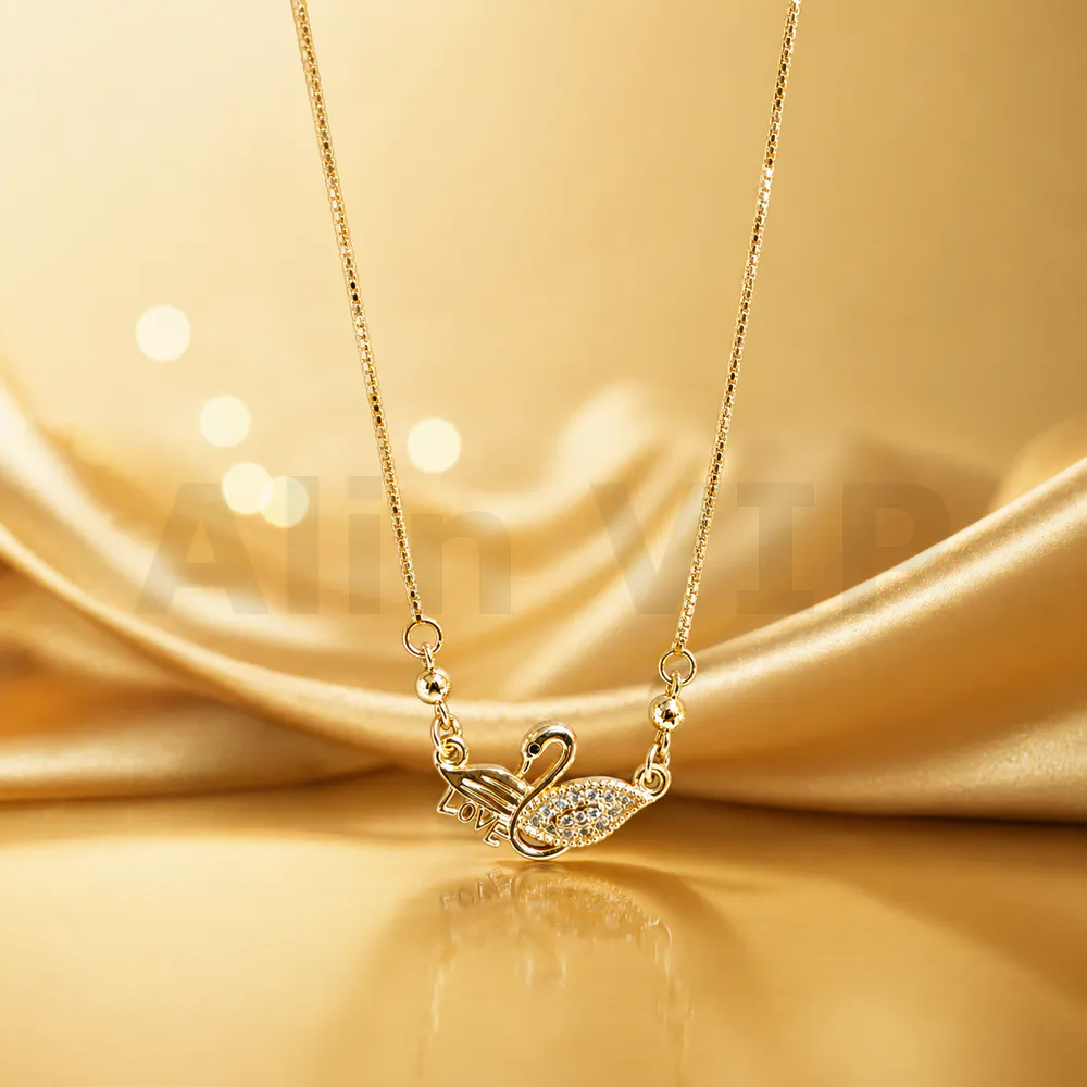 kalung gold liontin angsa swan tulisan love mewah klw020 alin vip