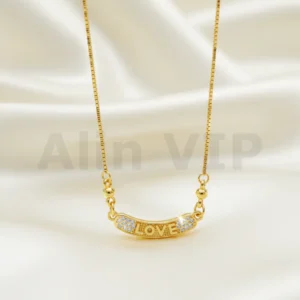 kalung gold liontin bar love permata minimalis simpel klw059 alin vip