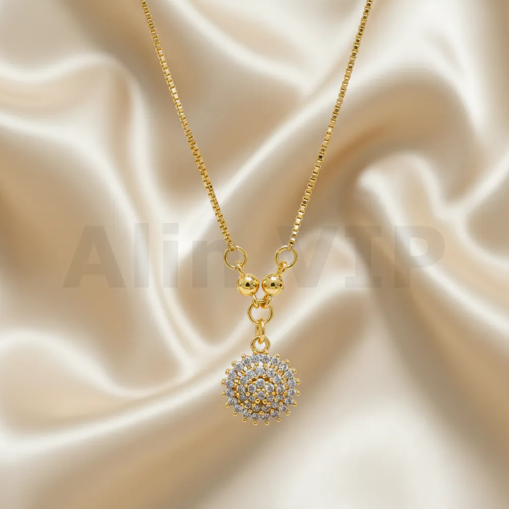 kalung gold liontin bulat full permata klw050 alin vip