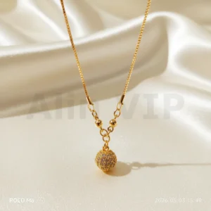 kalung gold liontin bola kristal full permata mewah klw044 alin vip