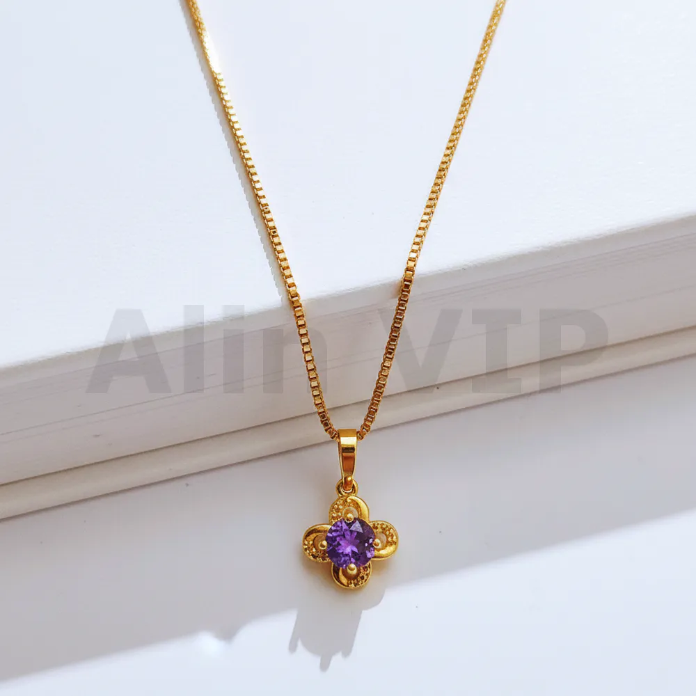 Kalung Gold Liontin Bunga Mawar Mekar Permata Alin VIP KLW122 realpict